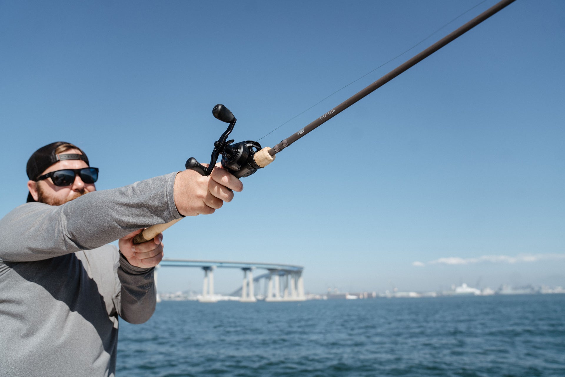 Man fishing on the ocean