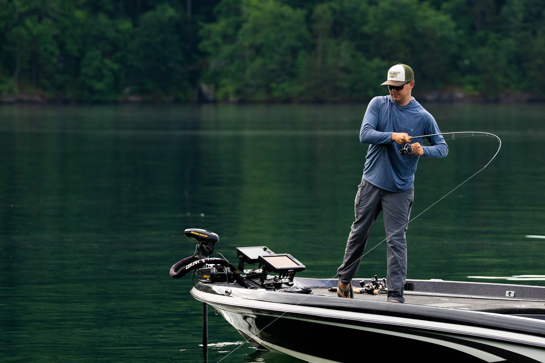 Man fishing on a lake